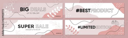 Sale banner template collection for promotion sale. Editable banner for social media post, website and internet ads. Banner advertisement for special offers set.	
