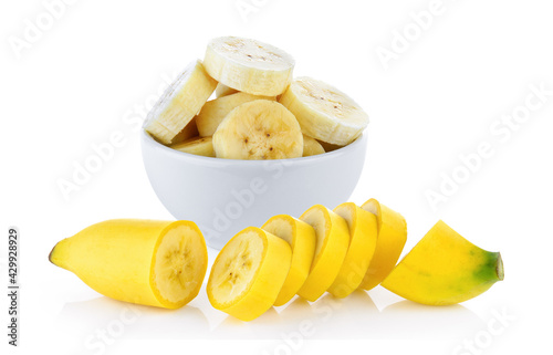 Fototapeta Naklejka Na Ścianę i Meble -  slice banana in bowl on white background