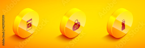 Set Isometric Anabolic drugs, Kettlebell and Fitness shaker icon. Vector