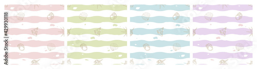 pastel colour palette small seashell ocean theme surface pattern design for fabric, textile, clothes, wrapping paper, gift wrap,  stationery, shellfish, clam, doodle, art