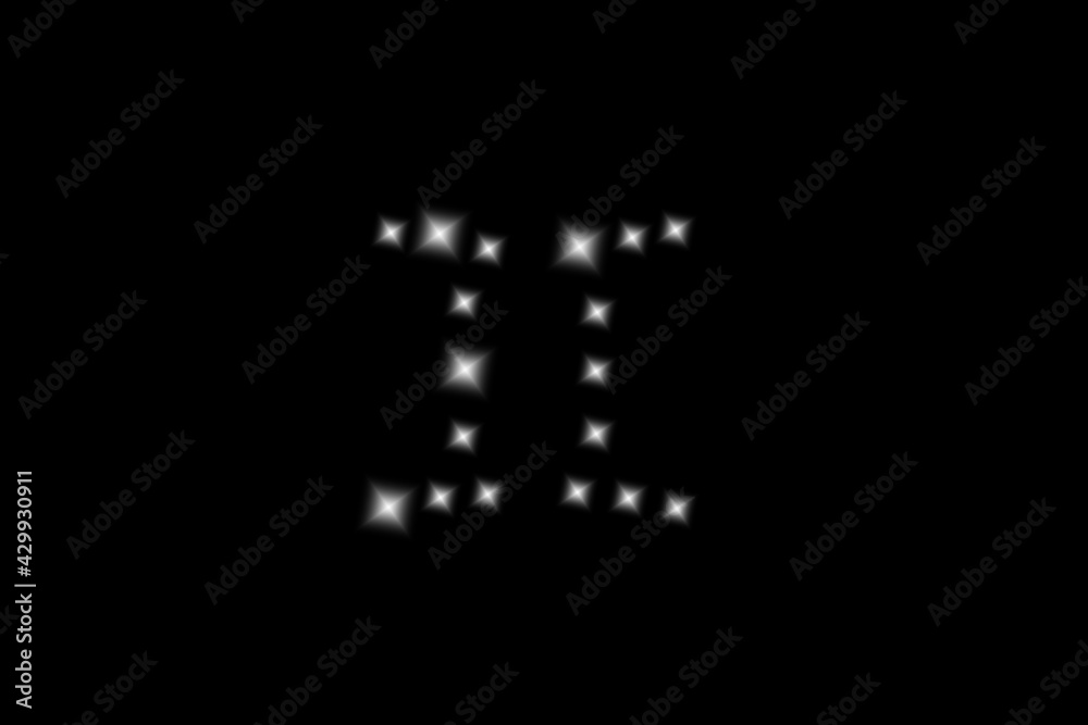 Gemini zodiac sign composed of shining stars on black background
