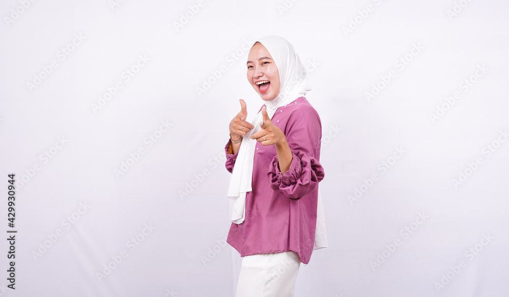 beautiful women hijab appoint front isolated white background beautiful women hijab appoint front isolated white background