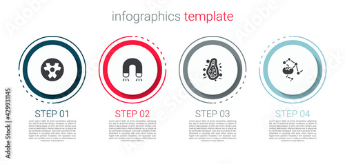 Set Biohazard symbol, Magnet, Bacteria and Genetically modified food. Business infographic template. Vector