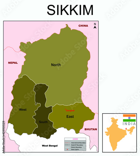 Sikkim Ka Map In Hindi Sikkim Map" Images – Browse 31 Stock Photos, Vectors, And Video | Adobe  Stock