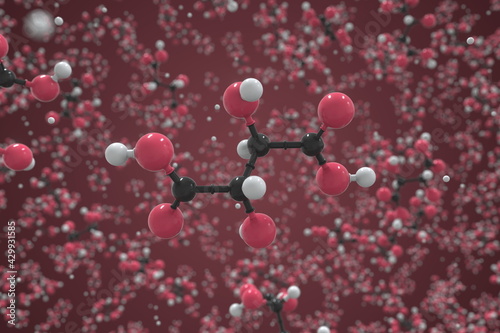 Mesotartaric acid molecule made with balls, conceptual molecular model. Chemical 3d rendering