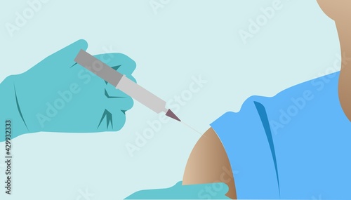 The doctor vaccinates the patient. Vector illustration.