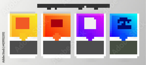 Set Repair of railway, QR code ticket train, Vintage locomotive and Railway. Business infographic template. Vector