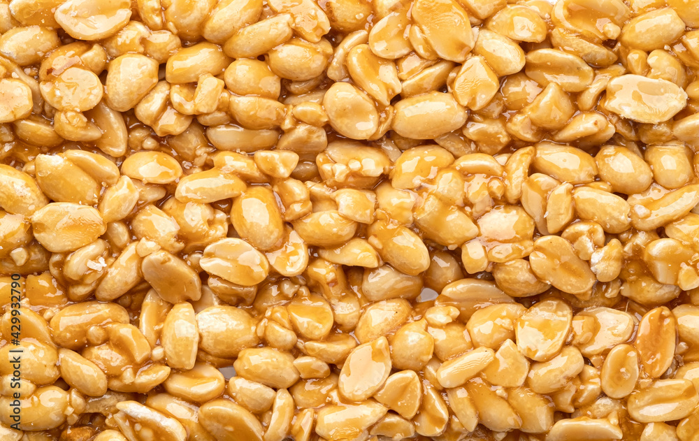 Peanut kozinaki texture, close up Peanut kozinaki texture, close up