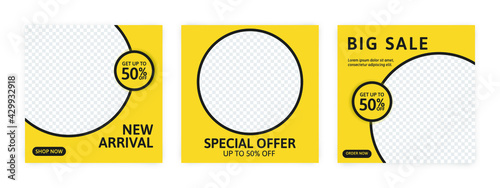 Set of Editable banner for social media template. Suitable for social media post and web internet ads. Vector illustration with photo.