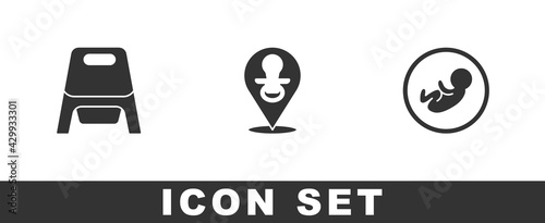 Set Baby potty, dummy pacifier and icon. Vector