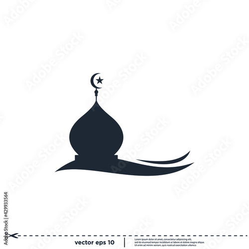 mosque islamic icon vector illustration simple design element
