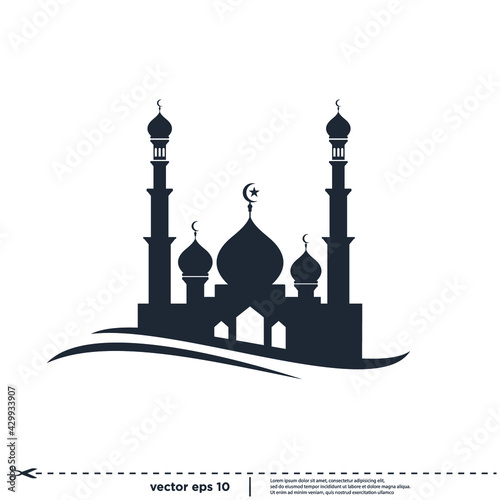 mosque islamic icon vector illustration simple design element