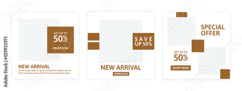 Set of Editable banner for social media template. Suitable for social media post and web internet ads. Vector illustration with photo.