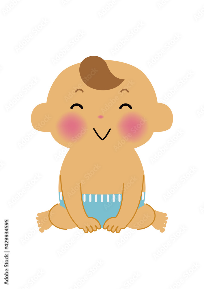 Fototapeta premium おむつの赤ちゃんのイラスト-新生児。 人物のイラスト素材。 