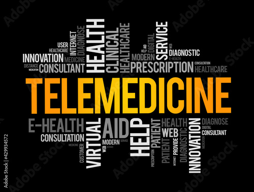 Telemedicine word cloud collage, health concept background