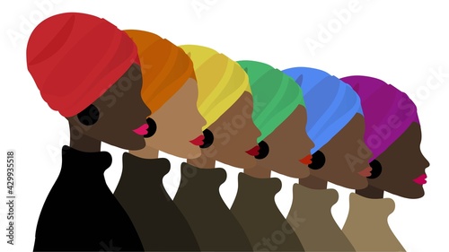 Isolated black LGBTQ or transgender vector has black women curly hair cartoon in international pride month or day. The colorful vector is for equality and the right  to be love without race and gender