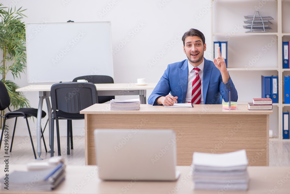 Young attractive employee working in the office Young attractive employee working in the office
