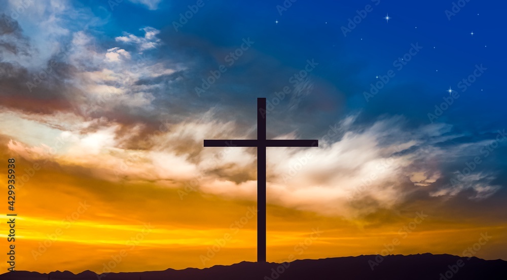 The cross of God in the rays of the sun. Background of religions The cross of God in the rays of the sun. Background of religions