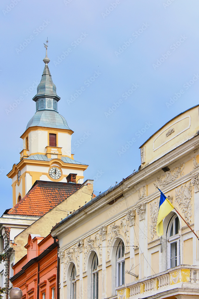 Reformed Church and old buildings, Berehove, Zakarpattia, Ukraine