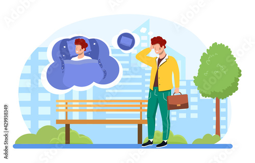 Man forget to buy a cup of coffee to awake