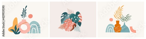 Bohemian Summer, modern summer illustrations and design of rainbow, flamingo, pineapple, ice cream and watermelon 