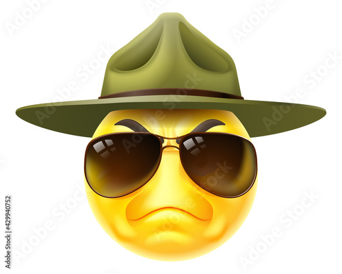 Angry Drill Sergeant Emoticon Cartoon Face