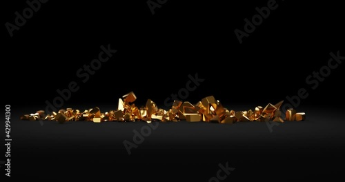 The word currency crumbling, animated 3D CGI