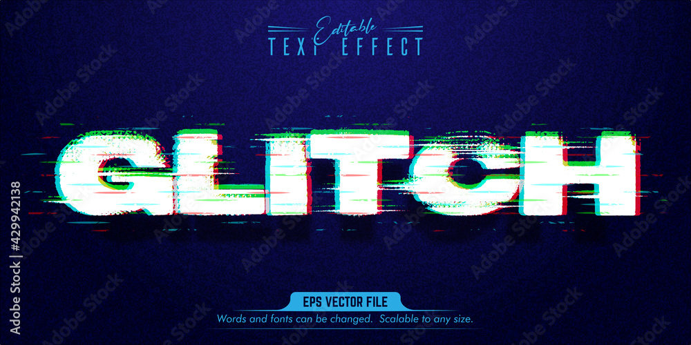 Glitch text, glitch style editable text effect
