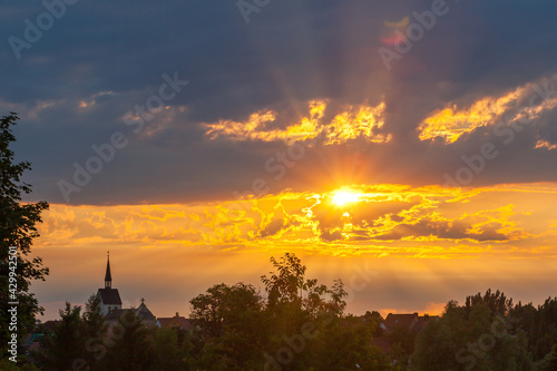 Sonenuntergang über Warnstdt im Harz © dk-fotowelt