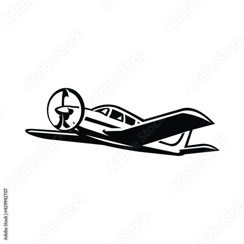 Small plane, light aircraft vector isolated in white background