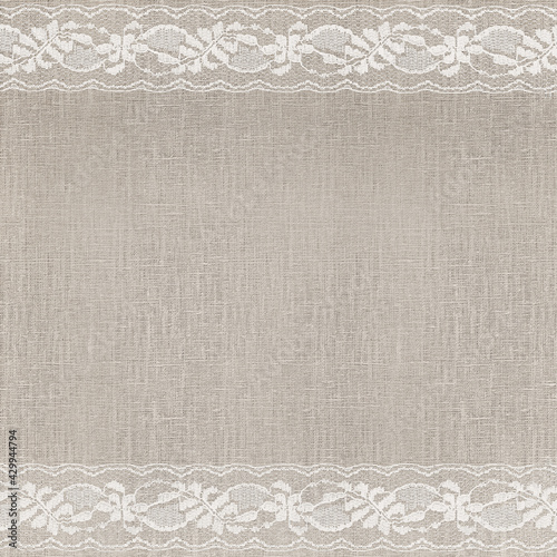 Off-White Lace on Grey Linen Texture