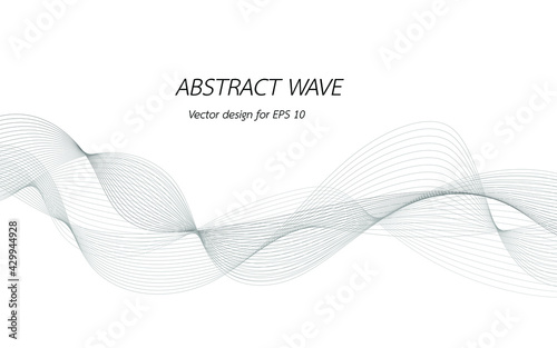 Abstract lines for design curved wave frequency, smooth stripe, color tone gray. Vector illustration on white background isolated display content of websites and app. Created using the Blend Tool.
