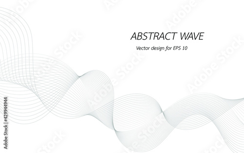 Abstract lines for design curved wave frequency, smooth stripe, color tone gray. Vector illustration on white background isolated display content of websites and app. Created using the Blend Tool.