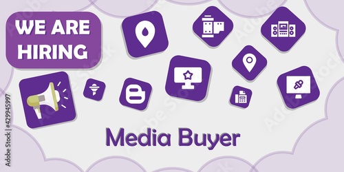 we are hiring media buyer vector illustration