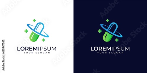 planet health logo design inspiration. pill logo