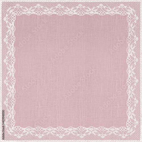 White Lace on Pastel Pink Linen Texture