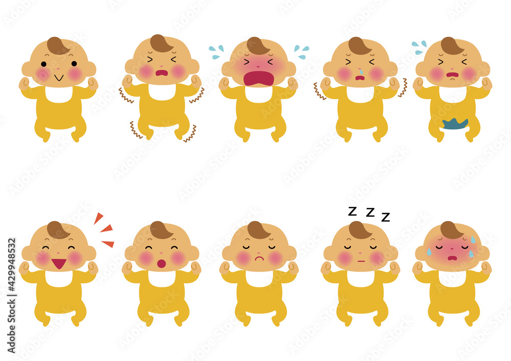 赤ちゃんのイラストセット-新生児。
人物のイラスト素材。
