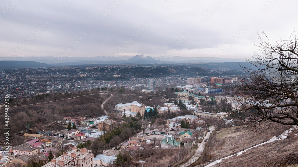 Panoramic view of Pyatigorsk from observation deck, resorts of the Caucasus Mineral waters, Russia