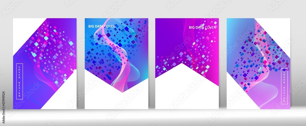 Modern Covers Set. Abstract Futuristic Music Background 3D Fluid Shapes Minimal Cover