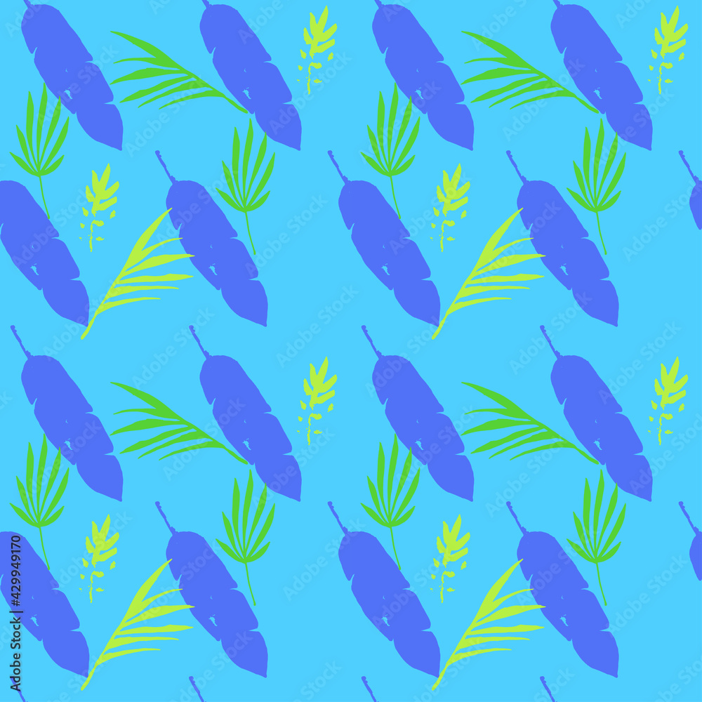 Fototapeta premium Hipster Tropical Vector Seamless Pattern. Fine Summer Fashion. Elegant Male Shirt Female Dress Texture.