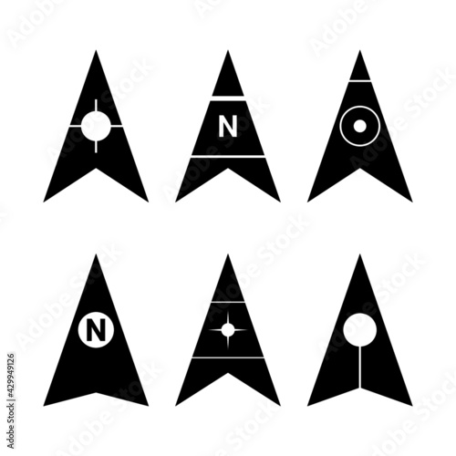 North arrows symbol vector set. direction compass icon