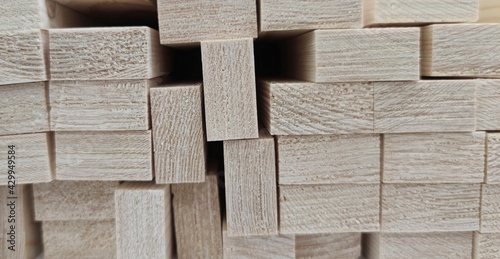 Background of square and stacked wooden slats