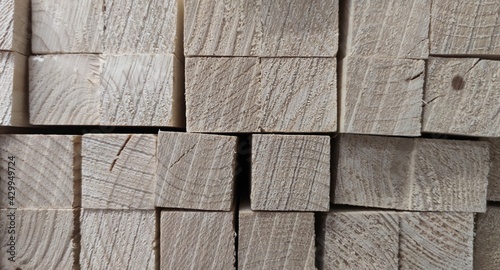 Background of square and stacked wooden slats