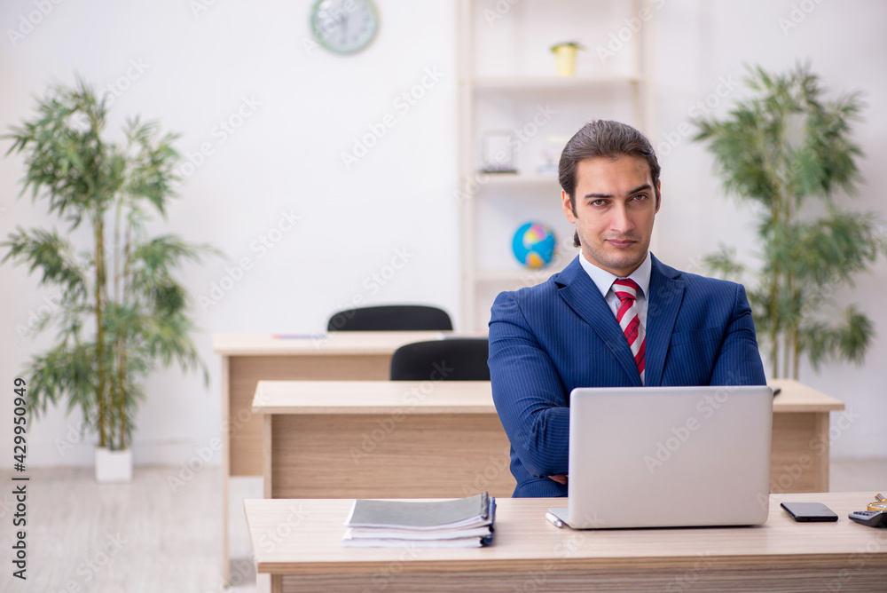 Young male employee sitting in the office Young male employee sitting in the office