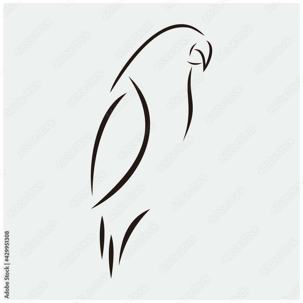 Fototapeta premium Bird vector illustration. Line art.