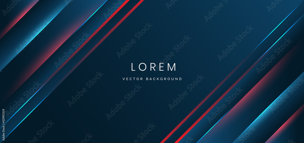 Abstract banner glowing red lines and blue lines overlapping layered with lighting effect on dark blue background. Abstract banner glowing red lines and blue lines overlapping layered with lighting effect on dark blue background.