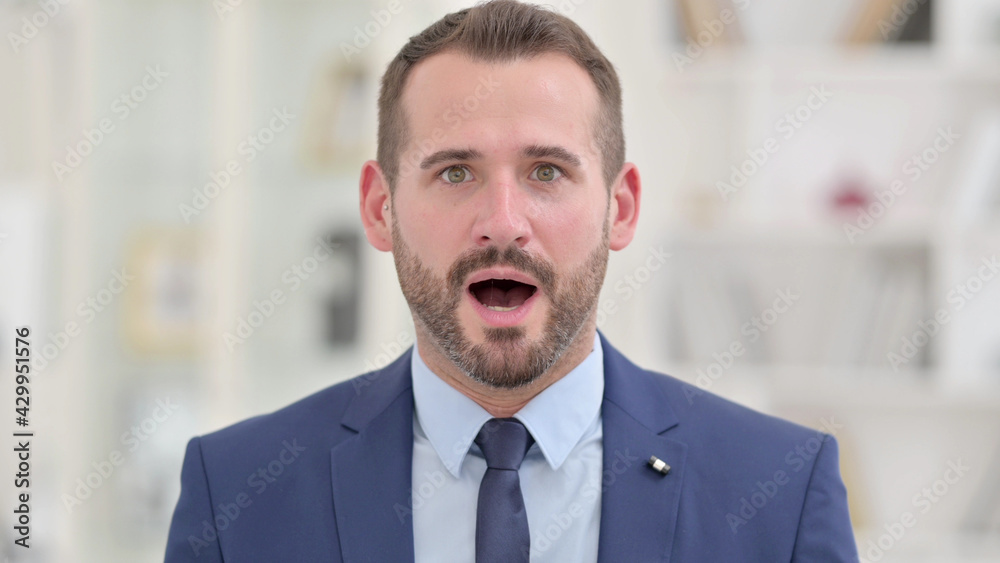 Portrait of Ambitious Businessman Astonished by Results Portrait of Ambitious Businessman Astonished by Results