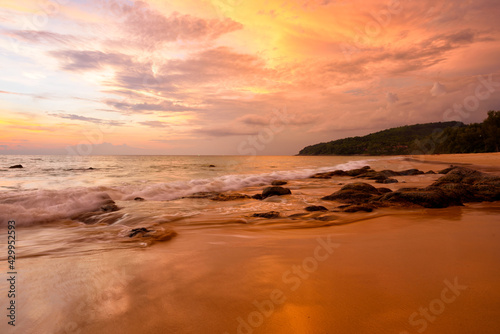 Scene of sunset at Naithon beach  Phuket