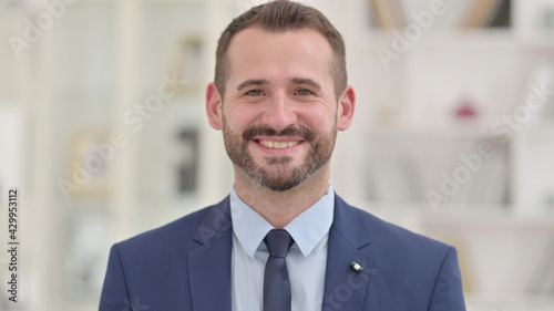 Portrait of Cheerful Businessman Smiling at Camera