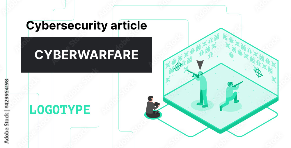 Cybersecurity cyberwarfare illustration for the website and social media posts about digital crypto security Cybersecurity cyberwarfare illustration for the website and social media posts about digital crypto security